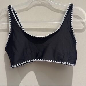 Black Bikini Top With White Trim Womens Size M